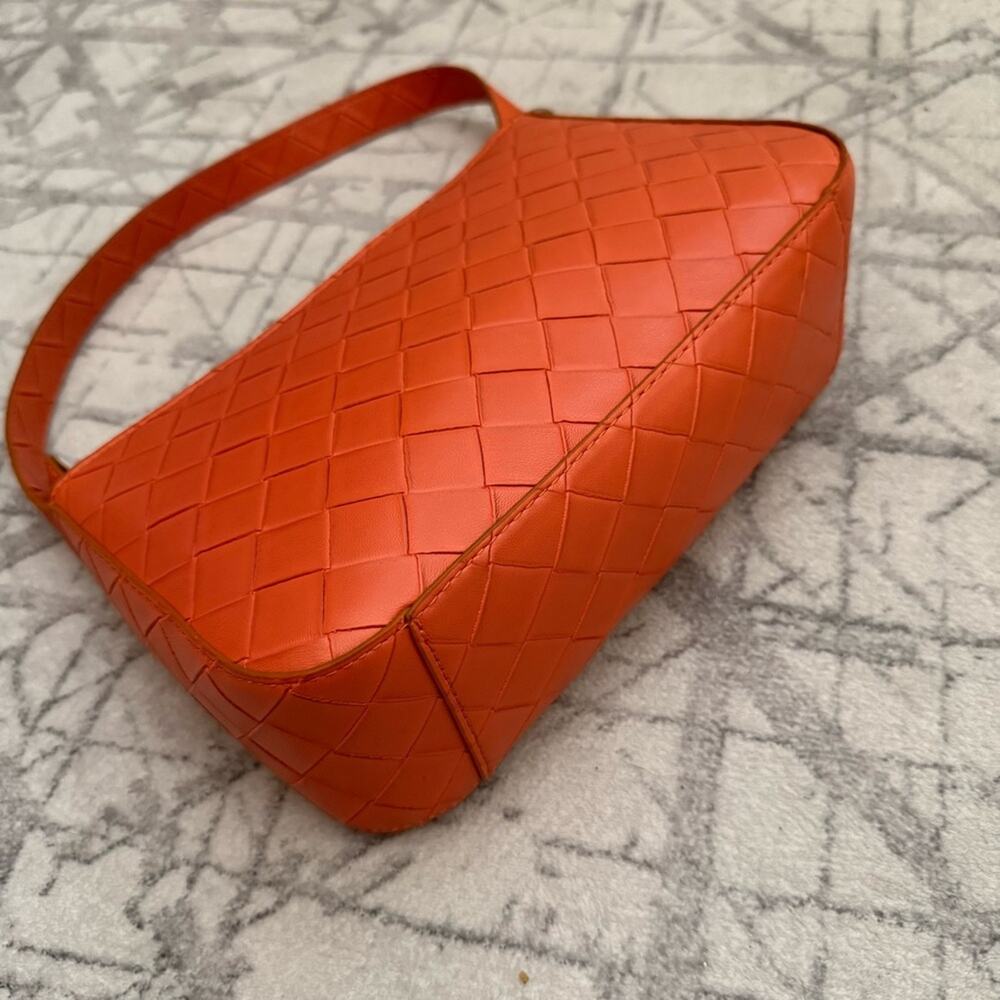 Bold Orange Woven Handbag Statement Shoulder Purs… - image 6